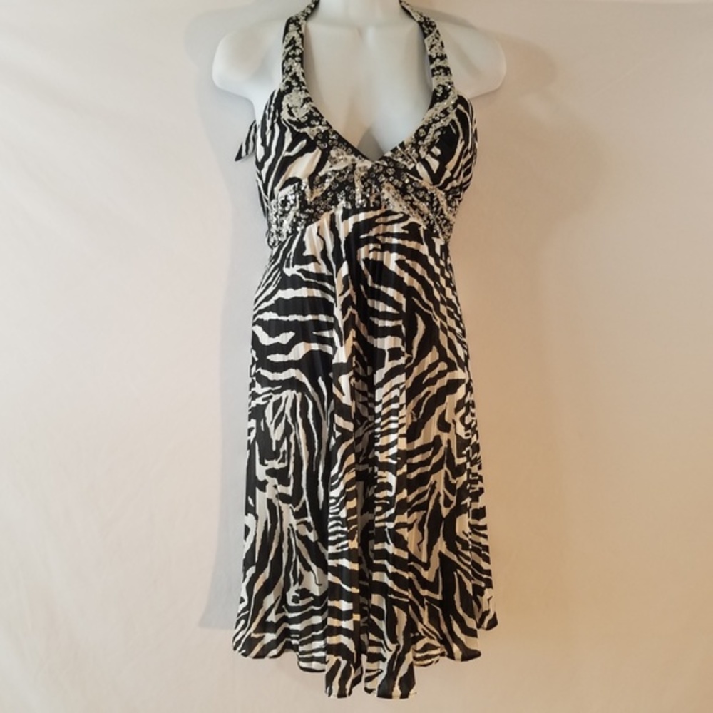 Morgan & Co. Dress Zebra Embellished Prom Party Je - Picture 4 of 6